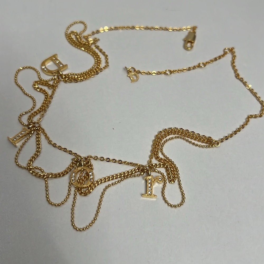 DIOR Gold Rhinestones Necklace 16” - Picture 8 of 8